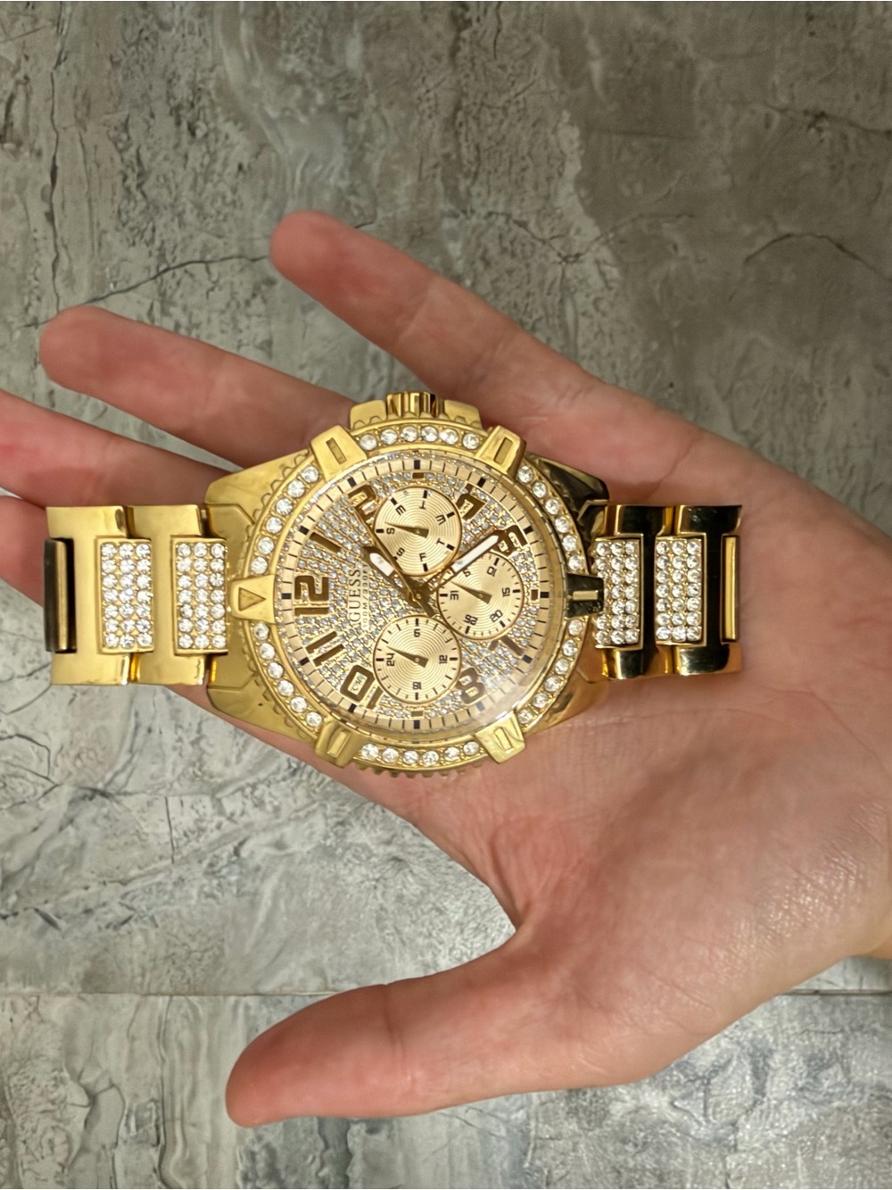 Guess Men's Gold Crystal Accent Chronograph Watch